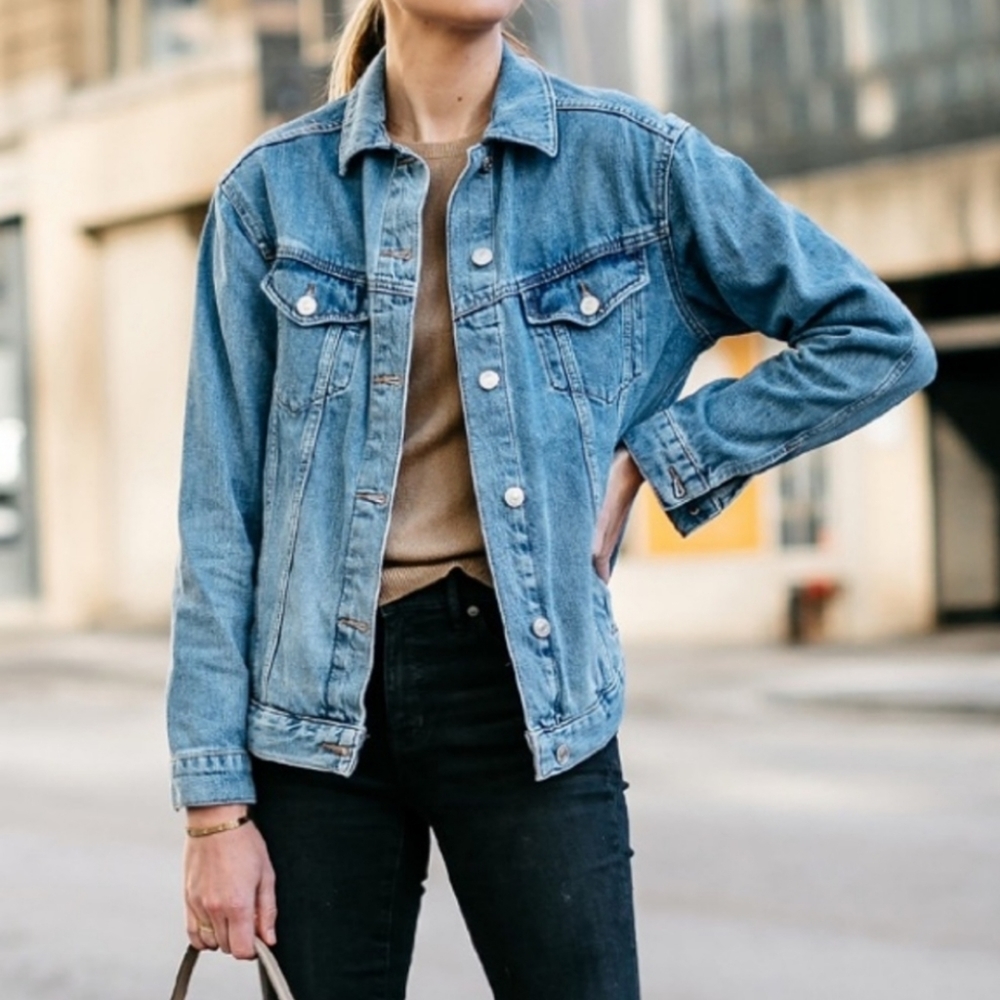 JOHN Galt Brandy Melville Blue Denim Jacket Longsleeve Button Front Small